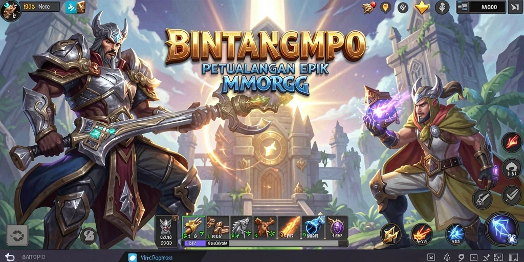 Tampilan gameplay seru di BINTANGMPO yang menampilkan pertempuran epik.