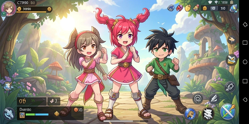 Tangkapan layar gameplay C7890 dengan karakter Anime yang beraksi.