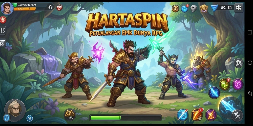 Screenshot HARTASPIN menunjukkan seru dan intensnya pertarungan RPG.