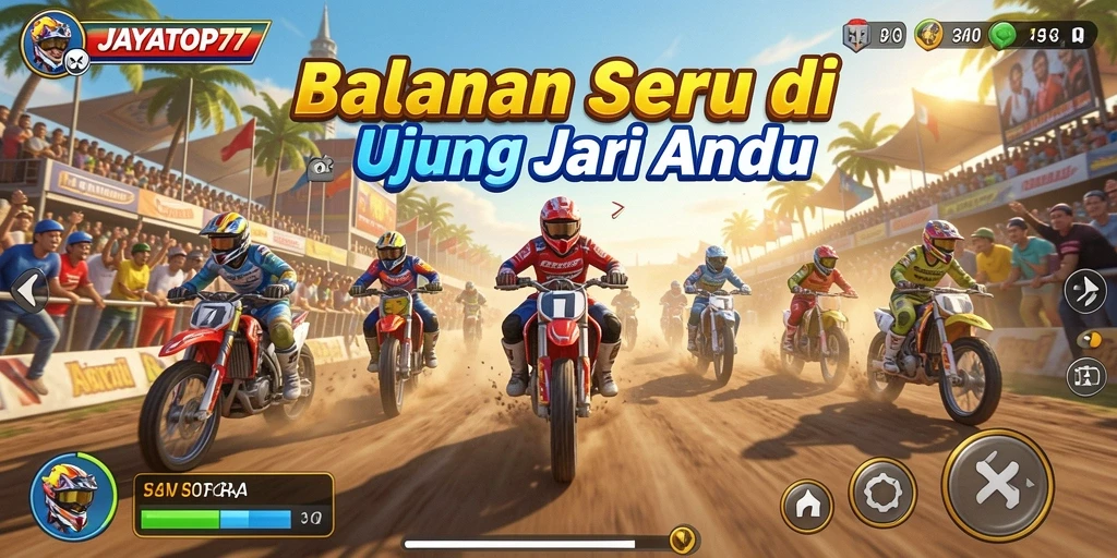 Tampilan menarik dari gameplay seru JAYATOP77 saat balapan.