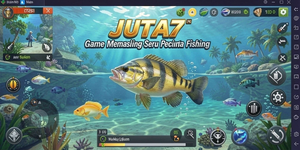 Tangkapan ikan menakjubkan dalam gameplay JUTA7 yang seru.