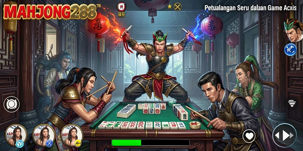 Screenshot gameplay MAHJONG288 dengan aksi seru dan karakter yang menarik.