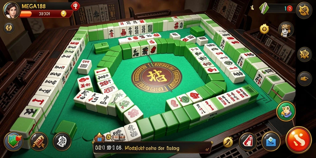 Tampilan gameplay menarik dari MEGA188 dalam permainan Mahjong.