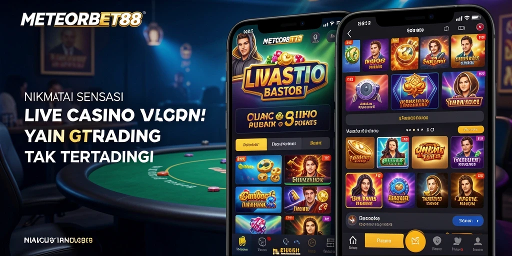 Tampilan menarik dari gameplay Live Casino di METEORBET88.