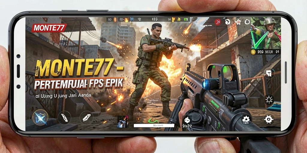 Screenshot gameplay <strong>MONTE77</strong> menunjukkan aksi tembak-menembak yang intens.