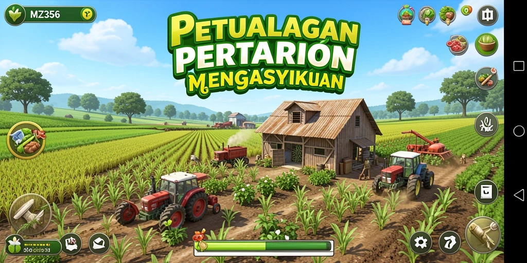 Screenshot MZ356 menunjukkan pengalaman bertani yang imersif dan penuh warna.