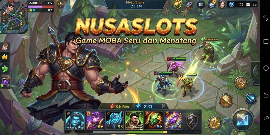 Tampilan gameplay seru dari NUSASLOTS dengan karakter yang berinteraksi.