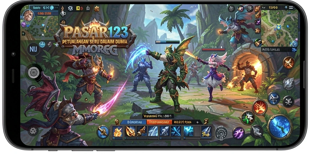Tampilan gameplay menarik dari PASAR123 yang menggambarkan petualangan MMORPG.