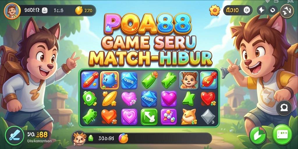 Screenshot gameplay seru dari POA88 yang menampilkan kombinasi Match-3.
