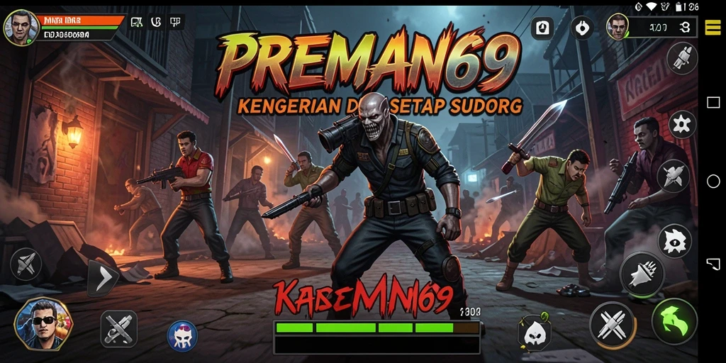 Tampilan gameplay PREMAN69 yang menyeramkan dan menegangkan.