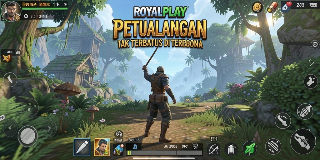 Screenshot gameplay ROYALPLAY menampilkan keindahan dunia terbuka.