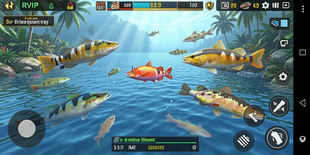 Tangkapan layar gameplay Tembak Ikan yang menampilkan aksi seru di RVIP.
