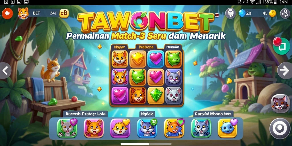 Tampilan gameplay TAWONBET yang seru dalam kategori Match-3.