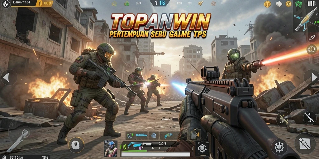 Tangkapan layar gameplay TOPANWIN menampilkan aksi pertempuran seru.
