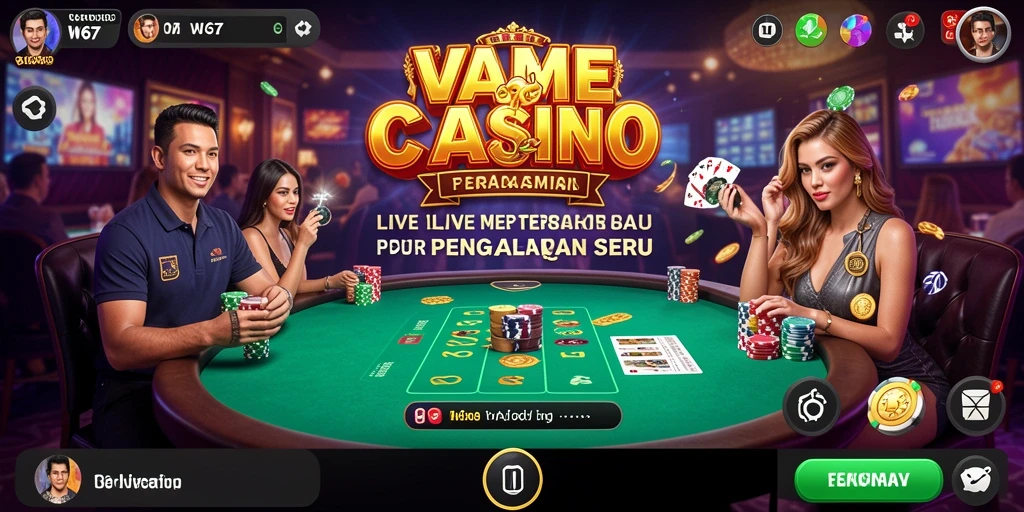 Tampilan gameplay Live Casino yang mendebarkan di W67.