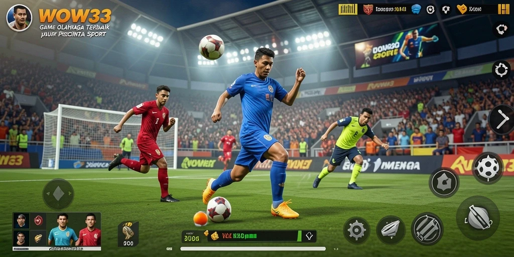 Tampilan gameplay WOW33 dengan aksi olahraga yang mendebarkan.